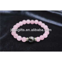 Hematita 8mm granos redondos con pulsera natural de 8MM Rose Quartz Stretch